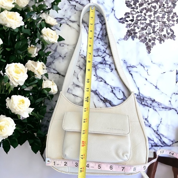 Fossil NWOT Pebbled Leather Shoulder Bag Satchel Bone Color Off White - Picture 10 of 15